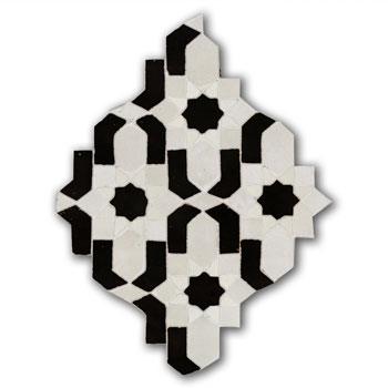 Mosaic House Moroccan tile Dazzle 1-6 B White,   Black,    solid zellige, mosaic, zellij, field, pattern, glaze, intricate, classic, traditional, complex 